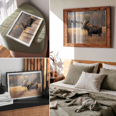 Decorative canvas print moose in an autumn landscape depicting wild nature