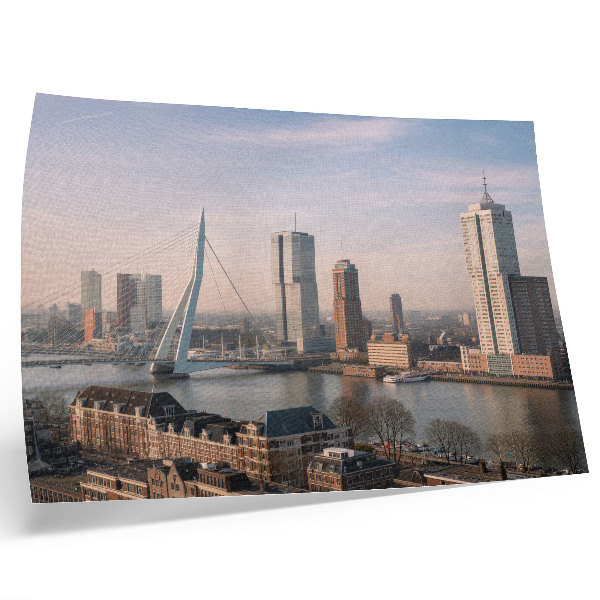 Photo canvas Impressive skyscrapers and an elegant bridge over the river