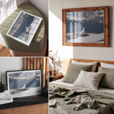 Decorative canvas print Bird in the snow winter landscape gentleness