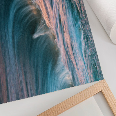 Photo canvas Dynamic waves of turquoise and blue sunset