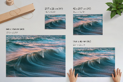 Photo canvas Dynamic waves of turquoise and blue sunset