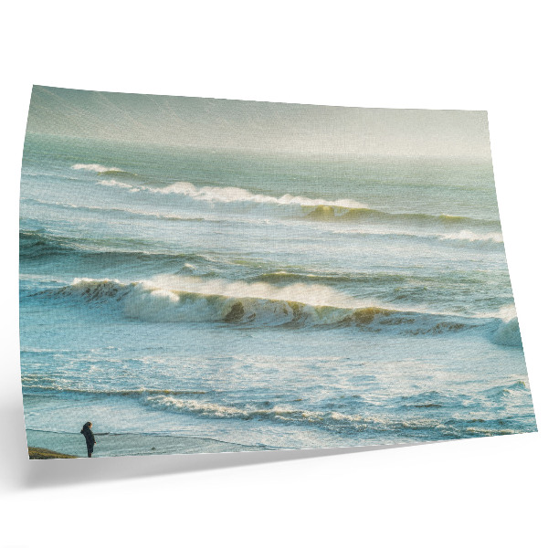 Poster Sea, waves, man, shore, nature, dynamics