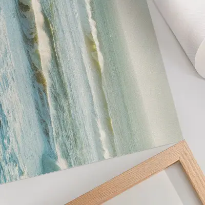 Sea waves and man on the shore poster dynamic nature photography