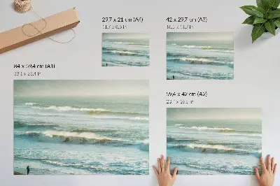 Sea waves and man on the shore poster dynamic nature photography