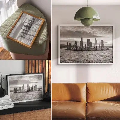 Photo canvas raw stones in a mysterious circle with a peaceful reflection