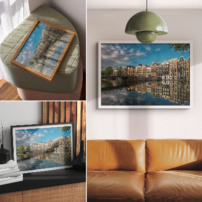 Decorative canvas print Seductive tenement houses reflected in the canal water