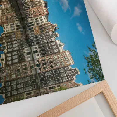 Decorative canvas print seductive tenement houses reflected in canal water