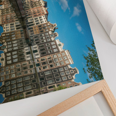 Decorative canvas print Seductive tenement houses reflected in the canal water