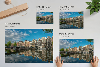 Decorative canvas print Seductive tenement houses reflected in the canal water