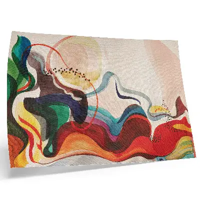 Decorative canvas print featuring dynamic waves of color interpenetrating each other