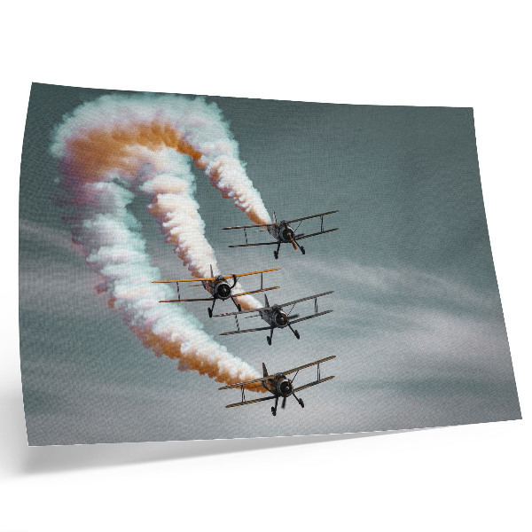 Poster Airplanes in formation with orange streaks