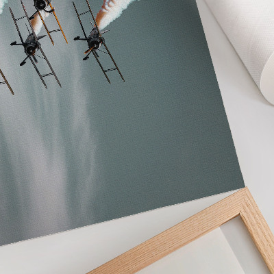 Poster Airplanes in formation with orange streaks