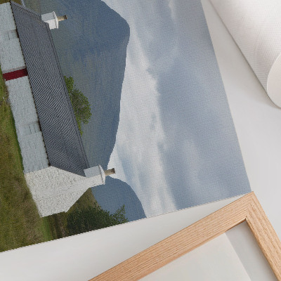 Photo canvas A white cottage among mountains and greenery