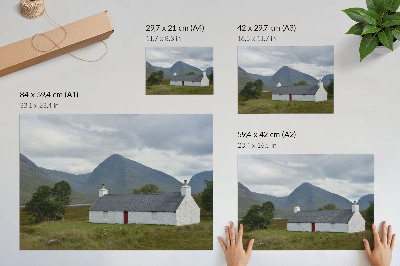 Photo canvas A white cottage among mountains and greenery