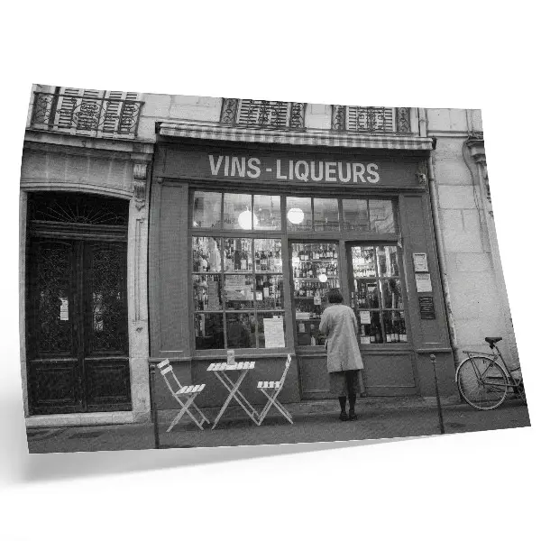 Poster stylish facade with an old town atmosphere in black and white