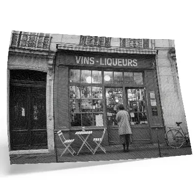 Poster stylish facade with an old town atmosphere in black and white