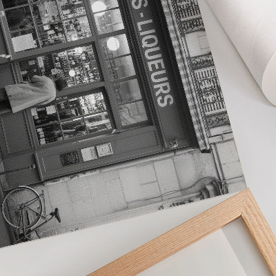 Poster Stylish facade, old town atmosphere, black and white
