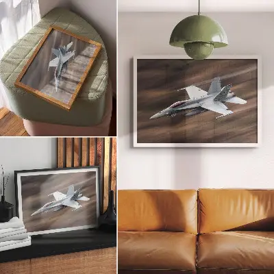 Modern fighter jet wall poster in flight