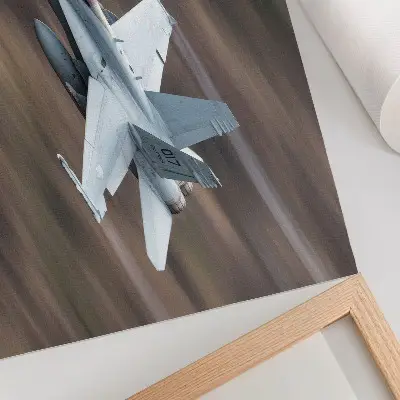 Modern fighter jet wall poster in flight