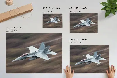 Modern fighter jet wall poster in flight