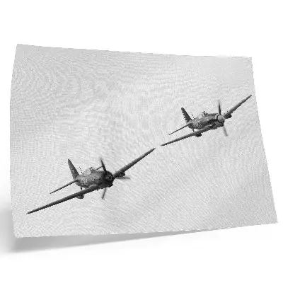 Black and white historical aircraft canvas print in flight dynamics