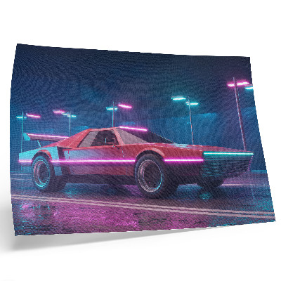 Poster Retro car in a neon urban setting
