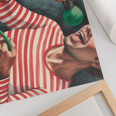 Photo canvas Red striped shirt green microphone
