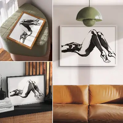 Decorative canvas print black and white abstract harmony design