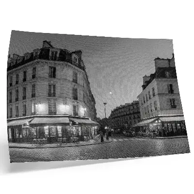 Photo canvas black and white night cityscape with cafes