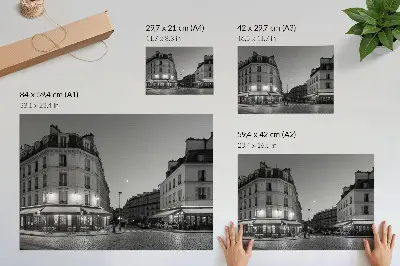 Photo canvas black and white night cityscape with cafes