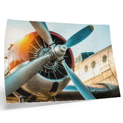 Decorative canvas print featuring an airplane engine representing technology and modernity