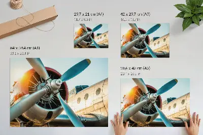 Decorative canvas print featuring an airplane engine representing technology and modernity