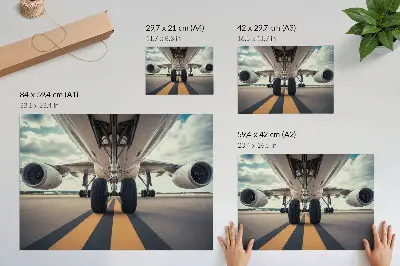 Photo canvas airplane landing gear under a dynamic sky