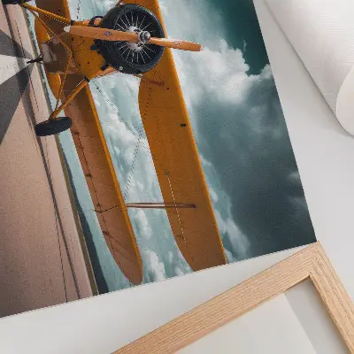 Decorative canvas print airplane on runway under a dynamic sky