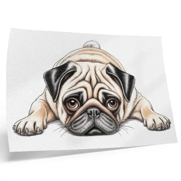 Dog illustration poster with cozy warm colors and detailed artwork