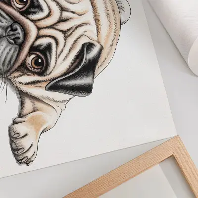 Dog illustration poster with cozy warm colors and detailed artwork