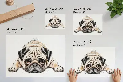 Dog illustration poster with cozy warm colors and detailed artwork