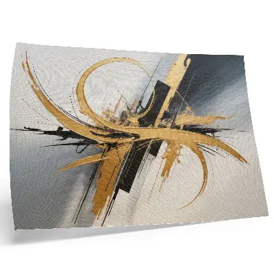 Poster with a dynamic beige and black line pattern
