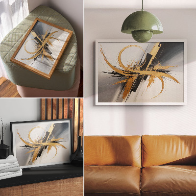 Poster Beige and black lines dynamic pattern