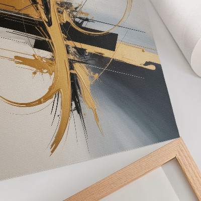 Poster Beige and black lines dynamic pattern