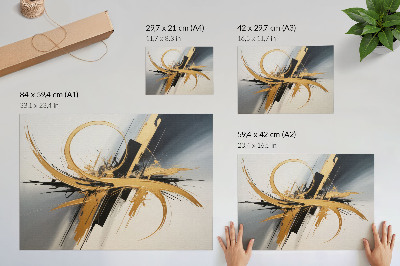 Poster Beige and black lines dynamic pattern
