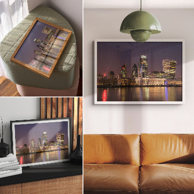 Photo canvas Modern skyscrapers, reflections of lights, sky