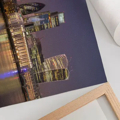 Photo canvas modern skyscrapers with light reflections against the sky