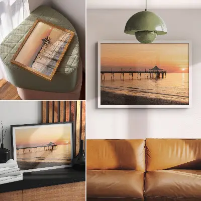 Decorative canvas print sunset over the water charming view