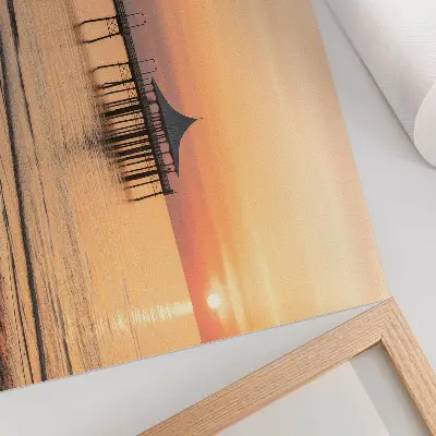 Decorative canvas print sunset over the water charming view