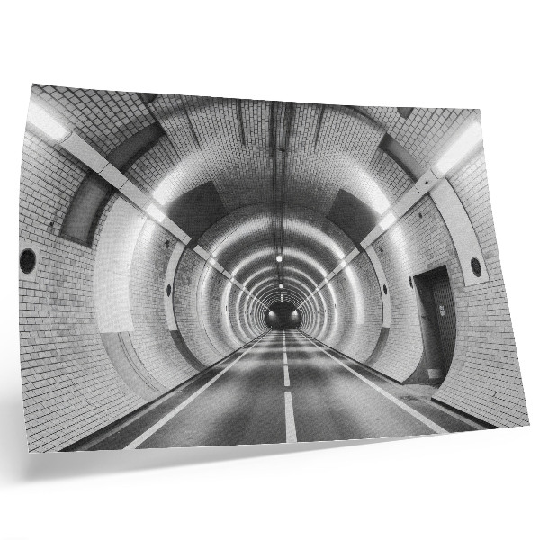 Poster Symmetrical black and white tunnel with arches