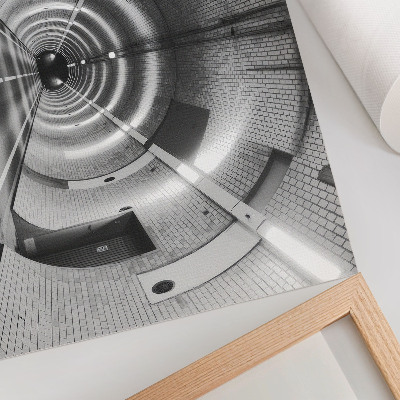 Poster Symmetrical black and white tunnel with arches