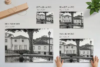 Photo canvas black and white fountain with classic castle buildings