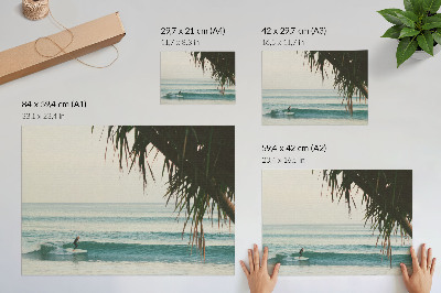 Decorative canvas print beach surfing waves palm naturalness peace
