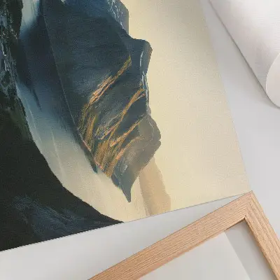 Decorative canvas print fjords, mountains, and water at sunset featuring a harmony of nature